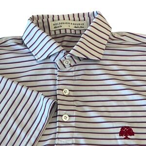 Holderness & Bourne Tailored Fit Performance Golf Polo Mens Small White Stripes